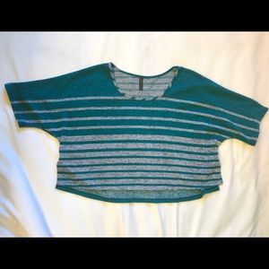 Grey and teal striped shirt